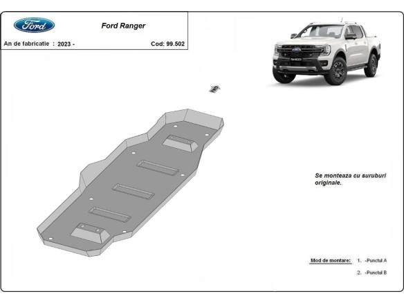 Oceľový kryt palivovej nádrže Ford Ranger (MB3G9A147CF-2643728) (2023-2025)Ford Ranger