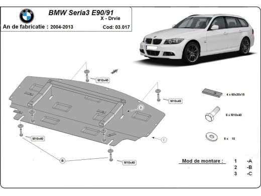 Oceľový kryt chladiča BMW seria 3 - E90 (2004-2013)BMW Seria 3