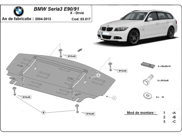 Oceľový kryt chladiča BMW seria 3 - E90 (2004-2013)BMW Seria 3