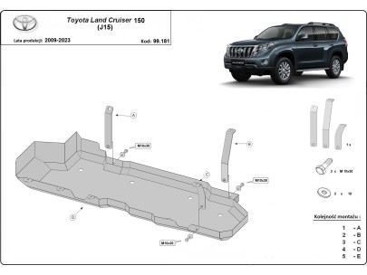 Oceľový kryt palivovej nádrže Toyota Land Cruiser J150 (2009-2023) 2