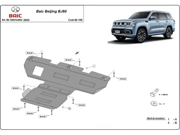 Oceľový kryt motora Baic Beijing BJ60 (2022-2026)