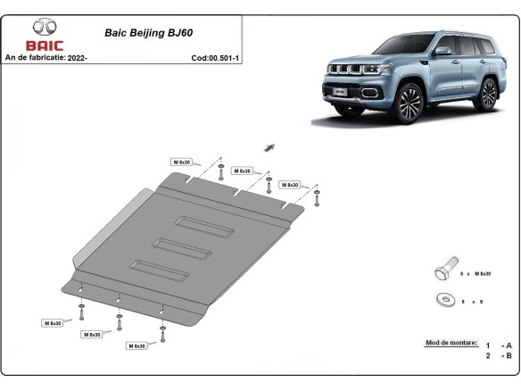 Oceľový kryt prevodovky Baic Beijing BJ60 (2022-2025)Baic Beijing BJ60