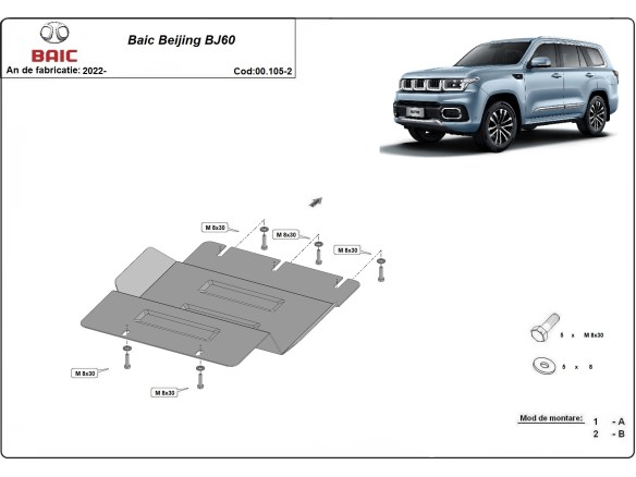 Oceľový kryt diferenciálu Baic Beijing BJ60 (2022-2026)