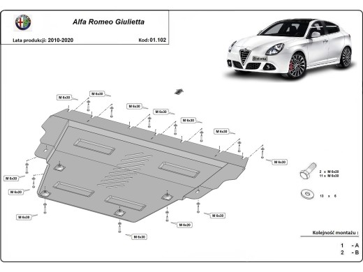 Oceľový kryt motora Alfa Romeo Giulietta (2010-2020)Alfa Romeo Giulietta