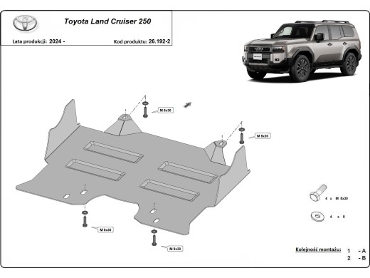 Oceľový kryt motora Toyota Land Cruiser 250 (2024-2026)