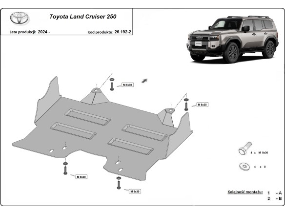 Oceľový kryt motora Toyota Land Cruiser 250 (2024-2026)