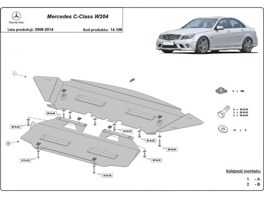 Oceľový kryt motora Mercedes C-Class W204 (2006-2014)Mercedes C-Classe