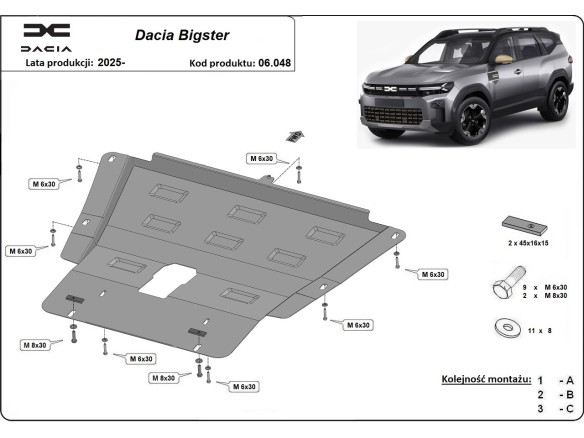 Oceľový kryt motora Dacia Bigster 4x2 (2025-2025)Dacia Bigster