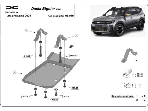 Oceľový kryt diferenciálu Dacia Bigster 4x4 (2025-2026)