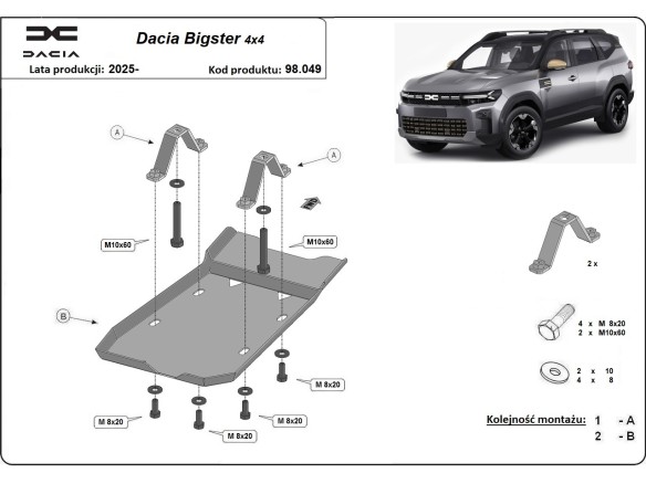 Oceľový kryt diferenciálu Dacia Bigster 4x4 (2025-2025)Dacia Bigster