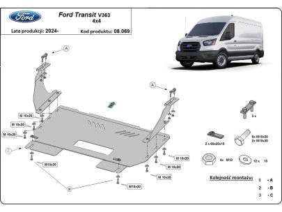Oceľový kryt motora Ford Transit V363 4x4 (2024-2025) 2