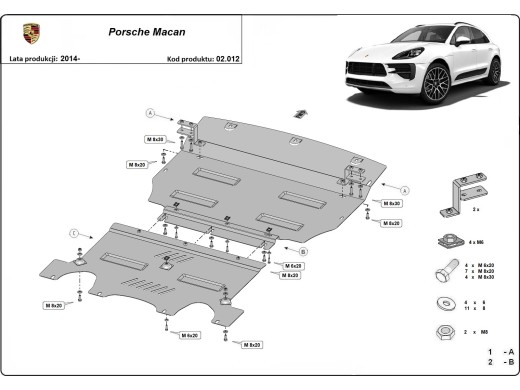Oceľový kryt motora Porsche Macan (2014-2025)Porsche Macan