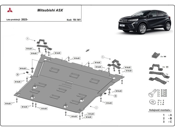 Oceľový kryt motora Mitsubishi ASX (2023-2025)Mitsubishi ASX
