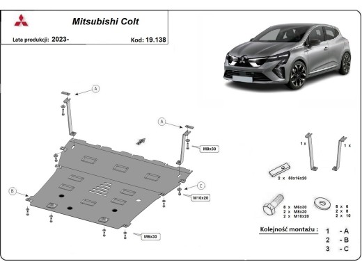 Oceľový kryt motora Mitsubishi Colt (2023-2026)