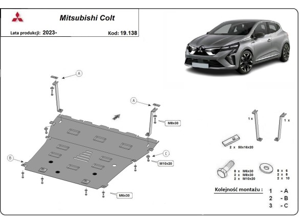 Oceľový kryt motora Mitsubishi Colt (2023-2026)