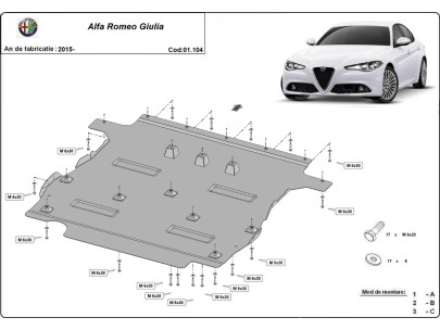 Oceľový kryt motora Alfa Romeo Giulia (2015-2026) 2