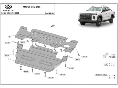 Oceľový kryt motora Maxus T60 Max (2025-2026) 2