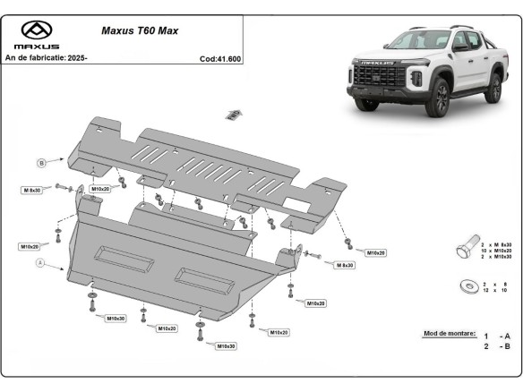 Oceľový kryt motora Maxus T60 Max (2025-2025)Maxus T60 Max