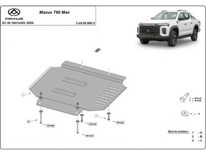 Oceľový kryt reduktora Maxus T60 Max (2025-2025) 2