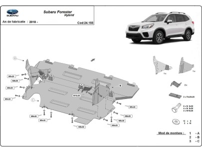Oceľový kryt motora Subaru Forester 5 Hybrid (2018-2026)