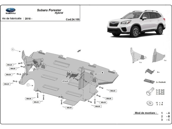Oceľový kryt motora Subaru Forester 5 Hybrid (2018-2026)