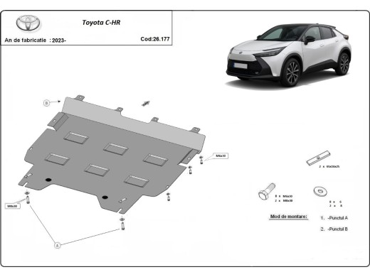 Oceľový kryt motora Toyota C-HR (2023-2025)Toyota C-HR