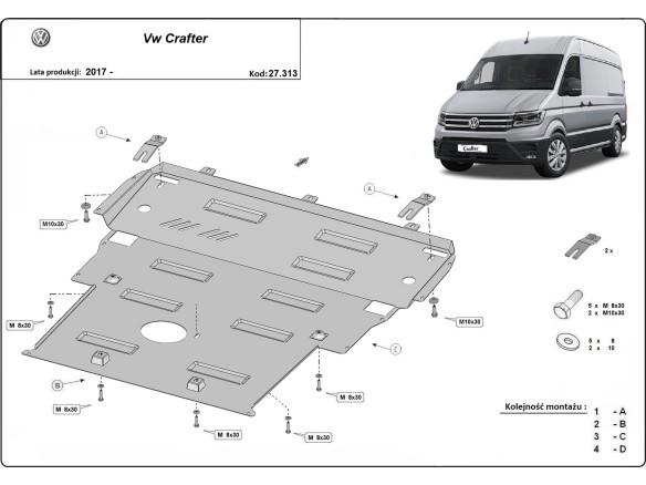 Oceľový kryt motora Vw Crafter (2021-2026)