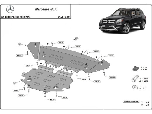 Oceľový kryt motora Mercedes GLK X204 (2008-2015)