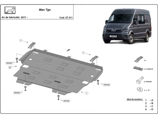 Oceľový kryt motora MAN Tge (2017-2026)