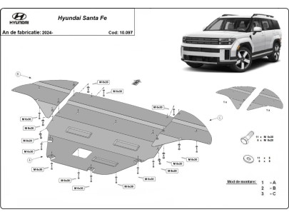 Oceľový kryt motora Hyundai Santa Fe (2024-2026) 2