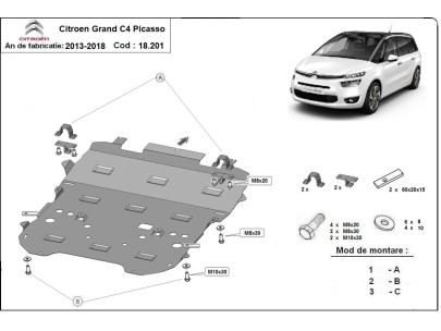 Oceľový kryt motora Citroen C4 Picasso (2013-2018) 2