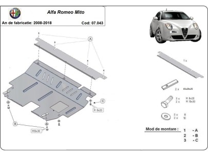 Oceľový kryt motora Alfa Romeo Mito (2008-2018) 2
