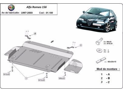 Oceľový kryt motora Alfa Romeo 156 (1997-2003)