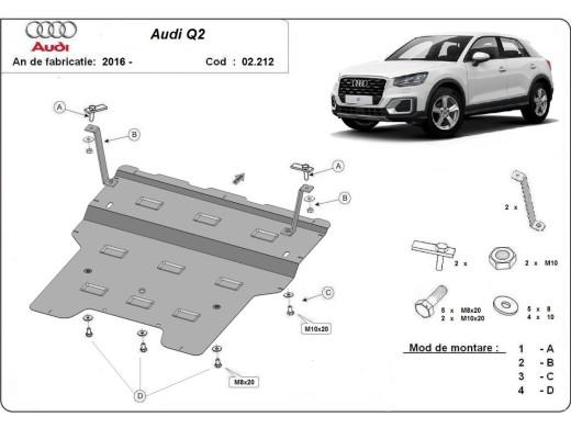 Oceľový kryt motora Audi Q2 (2016-2020)Audi Q2