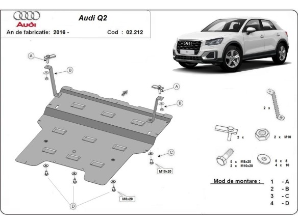 Oceľový kryt motora Audi Q2 (2016-2020)Audi Q2
