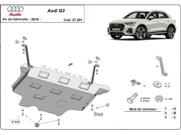 Oceľový kryt motora Audi Q3 (2018-2025)Audi Q3