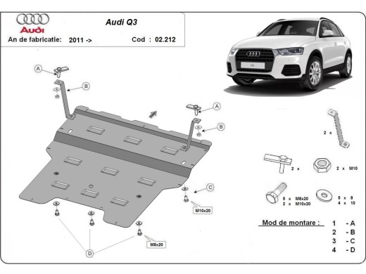 Oceľový kryt motora Audi Q3 (2011-2018)Audi Q3