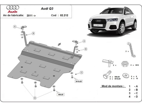 Oceľový kryt motora Audi Q3 (2011-2018)Audi Q3