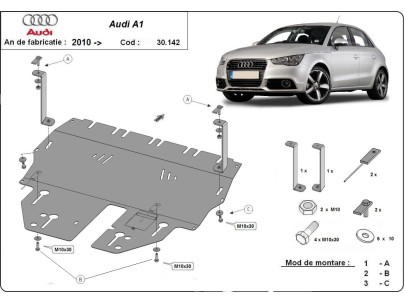 Oceľový kryt motora Audi A1 (2010-2017) 2