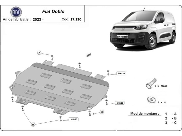 Oceľový kryt motora Fiat Doblo (2023-2026)