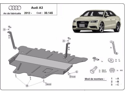 Oceľový kryt motora Audi A3 (8V) (2012-2020) 2