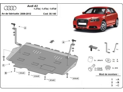 Oceľový kryt motora Audi A3 (2008-2012) 2