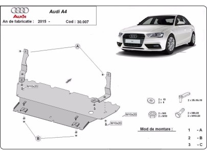 Oceľový kryt motora Audi A4 B9 (2016-2026) 2