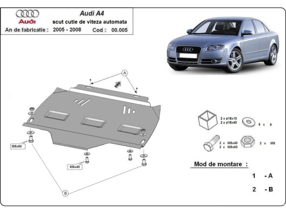 Oceľový kryt prevodovky automat Audi A4 B7 (2005-2008)Audi A4