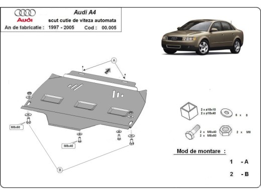 Oceľový kryt prevodovky automat Audi A4 B6 (2000-2008)Audi A4