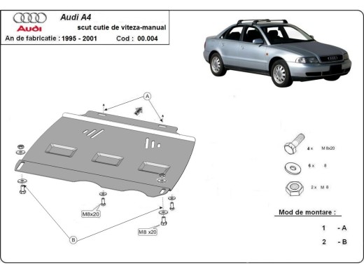 Oceľový kryt prevodovky manuálna Audi A4 B5 (1995-2000)Audi A4