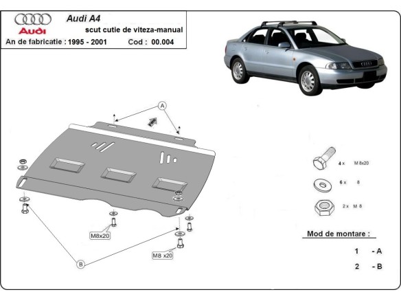 Oceľový kryt prevodovky manuálna Audi A4 B5 (1995-2000)Audi A4