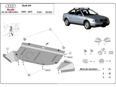 Oceľový kryt motora Audi A4 B5 (1995-2000) 2