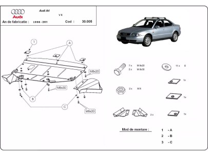 Oceľový kryt motora Audi A4 B5 (1997-2000) 2