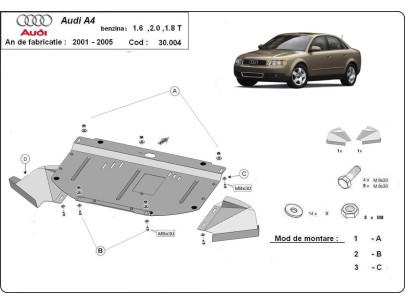 Oceľový kryt motora Audi A4 B6 (2000-2005) 2